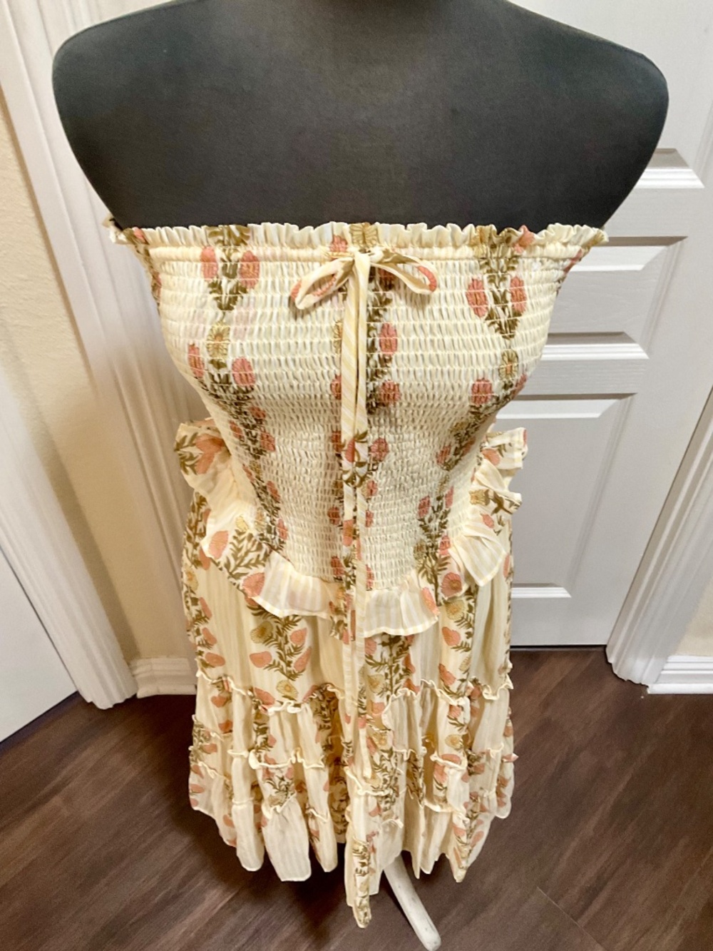 Free People Alejandra Midi Dress Cloud Combo Cream Floral Szm - Picture 5 of 9